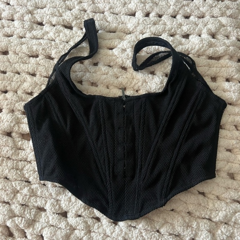 Whitefox black cropped corset top